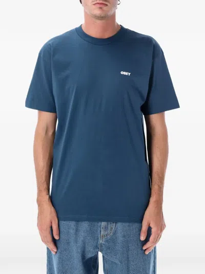 Obey Resistance Skull Logo-print T-shirt In Blue