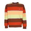 Obey Resol Men's Crewneck Sweatshirt Stripe Crew Fleece Sepia Multi In Sepia Multi