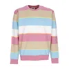 Obey Resol Men's Crewneck Sweatshirt Stripe Crew Fleece Vintage Pink Multi In Vintage Pink Multi