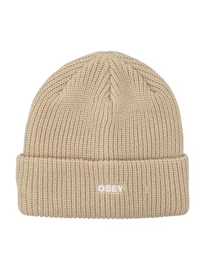 Obey Rib-knit Future Mini Beanie With Embroidered Logo In Silver Grey