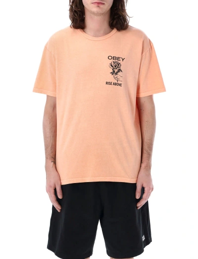 Obey Rise Above Tee In Pigment Peach