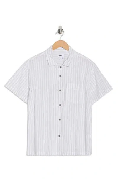Obey Rizzo Pinstripe Cotton Camp Shirt In Multi