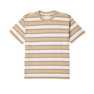 Obey Sandborn Stripe T-shirt In Neutrals