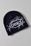 Obey Scream Knit Beanie In Black, Men's At Urban Outfitters In Black