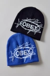 Obey Scream Knit Beanie In Blue, Men's At Urban Outfitters In Multi