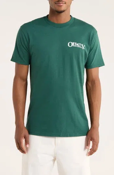 Obey Sensory Exploration Cotton Graphic T-shirt In Green