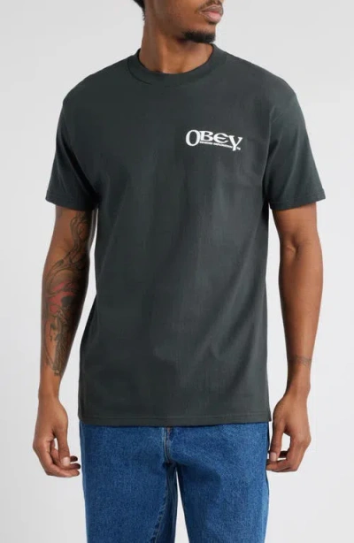 Obey Sensory Exploration Cotton Graphic T-shirt In Vintage Black
