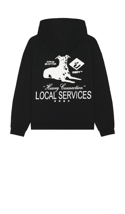 Obey Services Extra Heavy Hoodie In Black