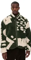 Obey Shaggy Sherpa Jacket Kombu Green Multi In Black