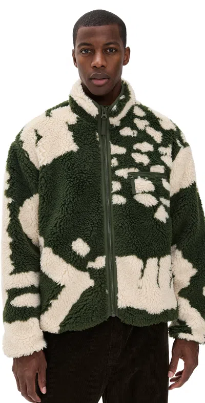 Obey Shaggy Sherpa Jacket Kombu Green Multi In Black