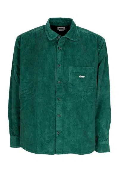 Obey Shirt Long Sleeve Bigwig Cord Woven Rain Forest