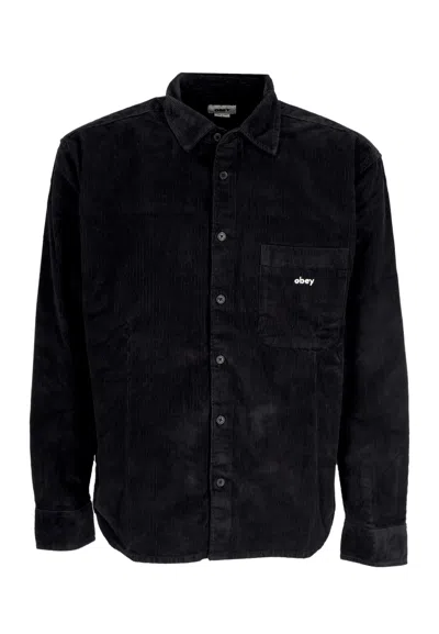 Obey Shirt Long Sleeves Bigwig Cord Woven Black