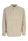 Obey Shirt Long Sleeves Grafton Cord Woven Abbey Stone In Abbey Stone