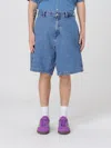 Obey Bigwig Baggy Fit Denim Carpenter Short In Light Indigo, Men's At Urban Outfitters In Indigo