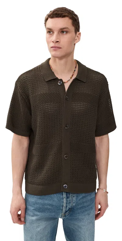 Obey Short Sleeve Polo Sweater Wren In Brown