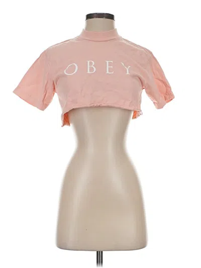Pre-owned Obey Short Sleeve Turtleneck In Pink