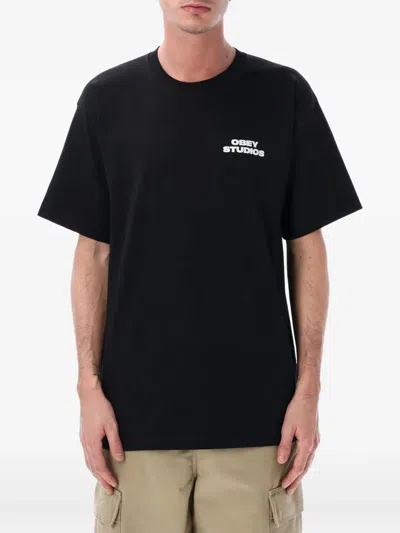 Obey Skyface T-shirt In Black