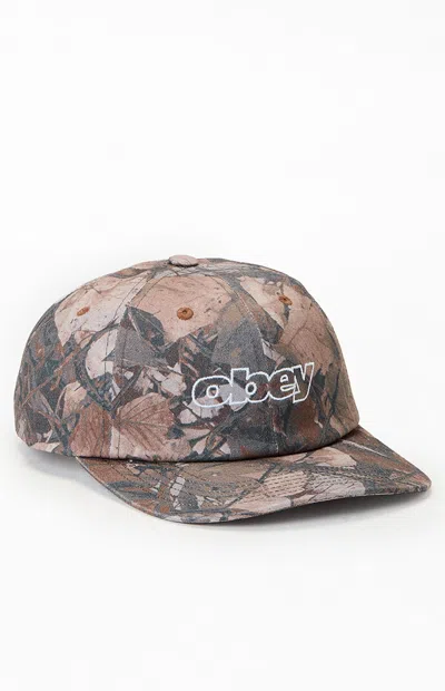 Obey Slanted Pigment 6 Panel Strapback Hat In Camouflage In Multi