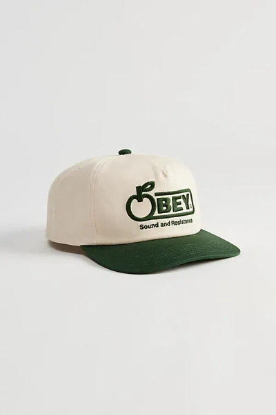 Obey Sound Twill 5-panel Baseball Hat In Cream, Men's At Urban Outfitters In White