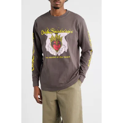 Obey Soundscapes Cotton Graphic Long Sleeve T-shirt In Gray