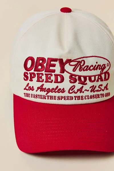 Obey Speed Squad 5-panel Hat In Red, Men's At Urban Outfitters In White