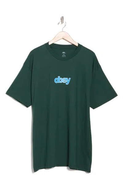 Obey Stack Logo Graphic T-shirt In Jade