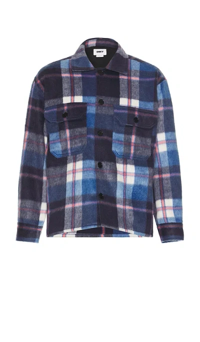 Obey Stanton Shirt Jacket In Academy Navy/multi