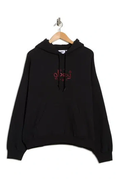 Obey Stars Embroidered Logo Hoodie In Black
