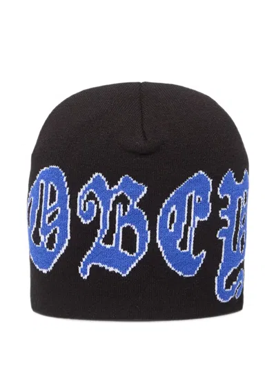Obey Stina Logo-intarsia Beanie Hat In Black
