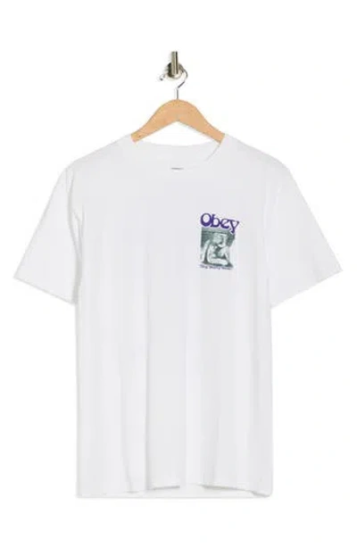 Obey Stop Worry Now Graphic T-shirt In White