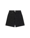 Obey Stripe Baggy Denim Short In Black