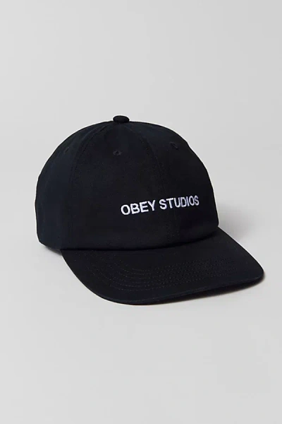 Obey Studio Pigment Dye 6-panel Hat In Black, Men's At Urban Outfitters