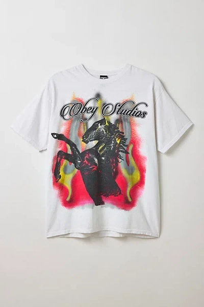 Obey Studios Horse Graphic Tee In White, Men's At Urban Outfitters