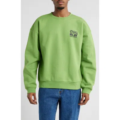 Obey Submit Extra Heavy Crewneck Graphic Sweatshirt In Piquant Green