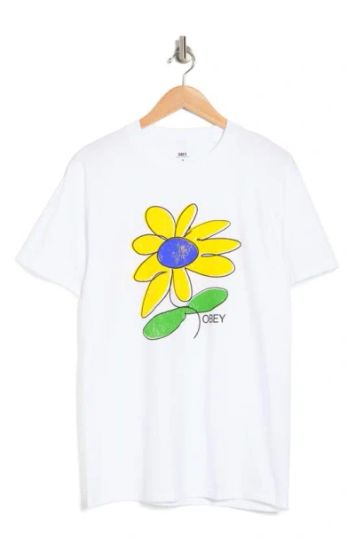 Obey Sunflower Cotton Graphic T-shirt In White