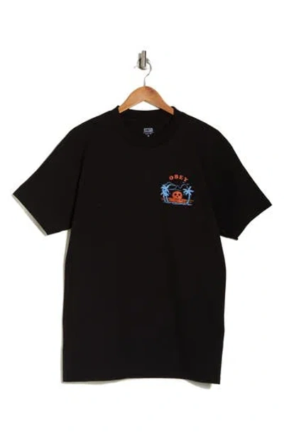 Obey Sunset Crewneck T-shirt In Black