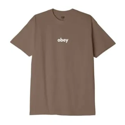 Obey T-shirt Lower Case Ii Uomo Silt In Brown
