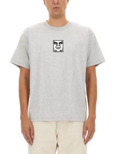 Obey T-shirt With Logo In Grey