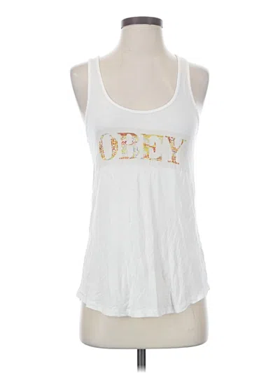 Pre-owned Obey Tank Top Ivory Halter Neckline Tops