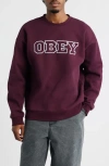 Obey Tenor Heayweight Fleece Crewneck Sweatshirt In Red