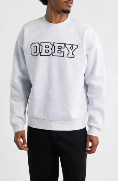 Obey Tenor Heayweight Fleece Crewneck Sweatshirt In White