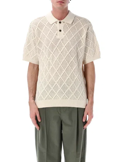 Obey Textured Cotton Knit Polo - Size L In Beige
