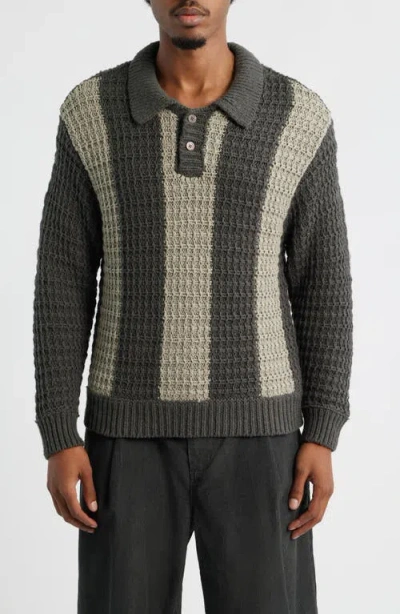 Obey Textured Rugby Polo Sweater In Gray