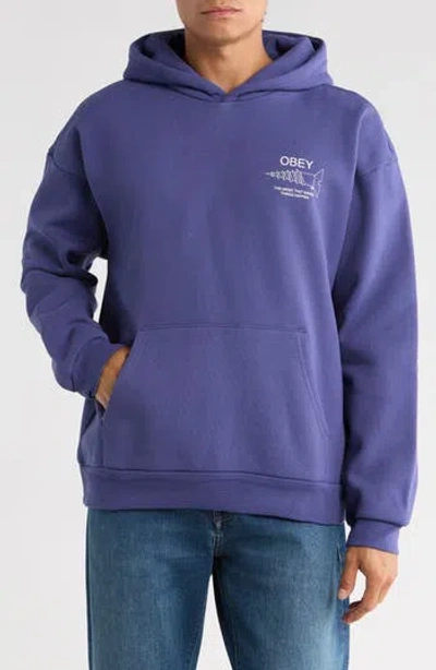 Obey Things Happen Extra Heavyweight Hoodie In Blue