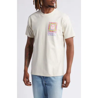 Obey Throwback Graphic T-shirt In Cream