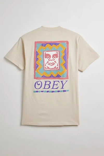 Obey Throwback Tee In Cream, Men's At Urban Outfitters In Neutral