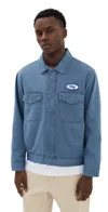 Obey Tilton Cotton Denim Work Jacket In Dull Blue Faded Wash