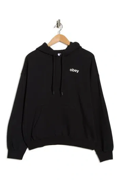 Obey Time Baggy Cotton Blend Hoodie In Black