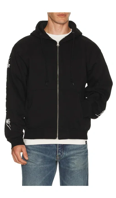 Obey Tribal Rose Zip Up Hoodie In Black