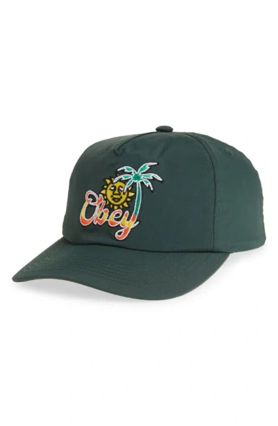 Obey Tropical Adjustable Baseball Cap In Dark Cedar